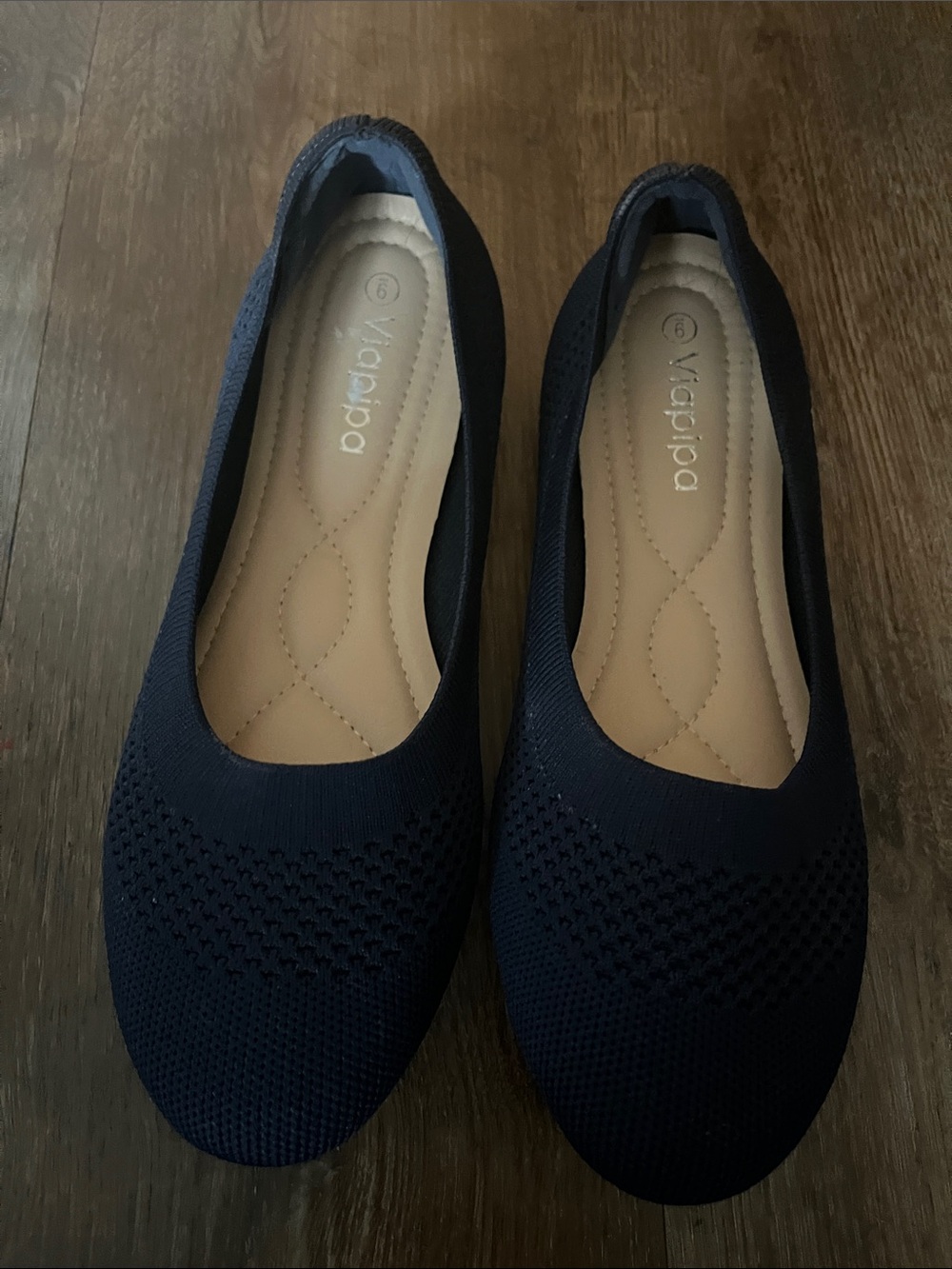 Viapipa Women's Navy Knit Slip-On Flats SZ 9